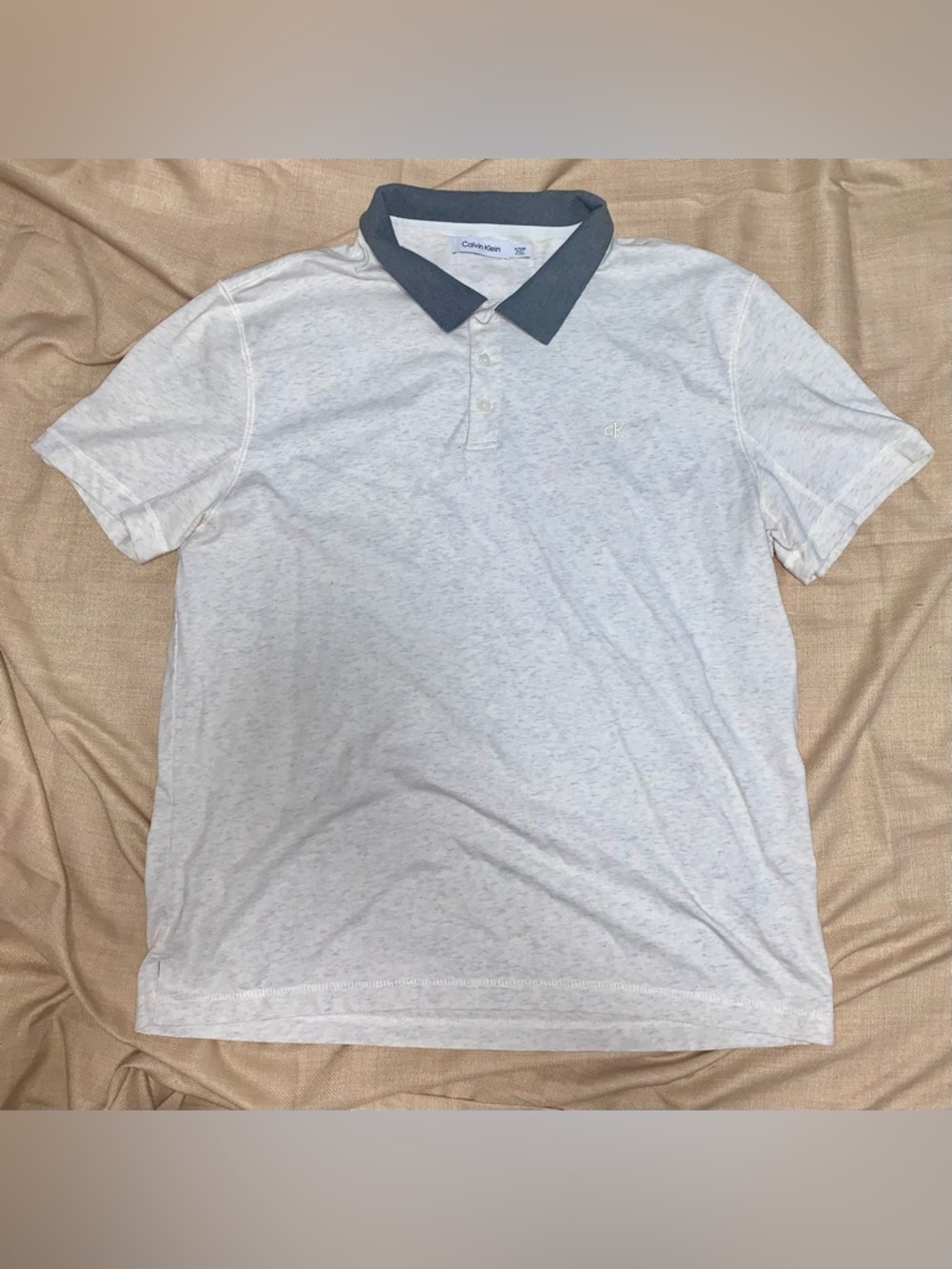 Calvin Klein Men’s Polo Shirt XL Gray/White Short Sleeve